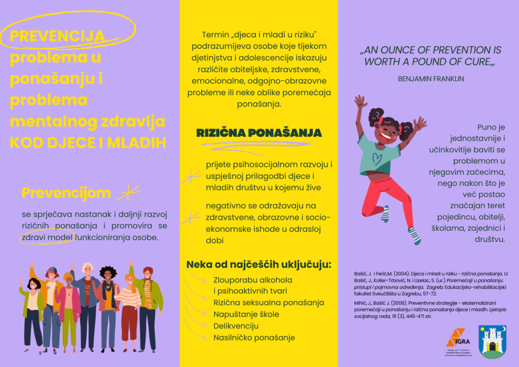 Brošura Prevencija problema u ponašanju i problema mentalnog zdravlja kod djece i mladih